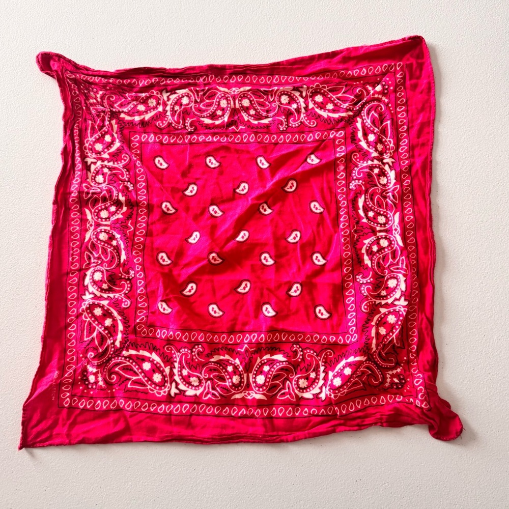 Bright Pink Paisley Bandana Scarf
